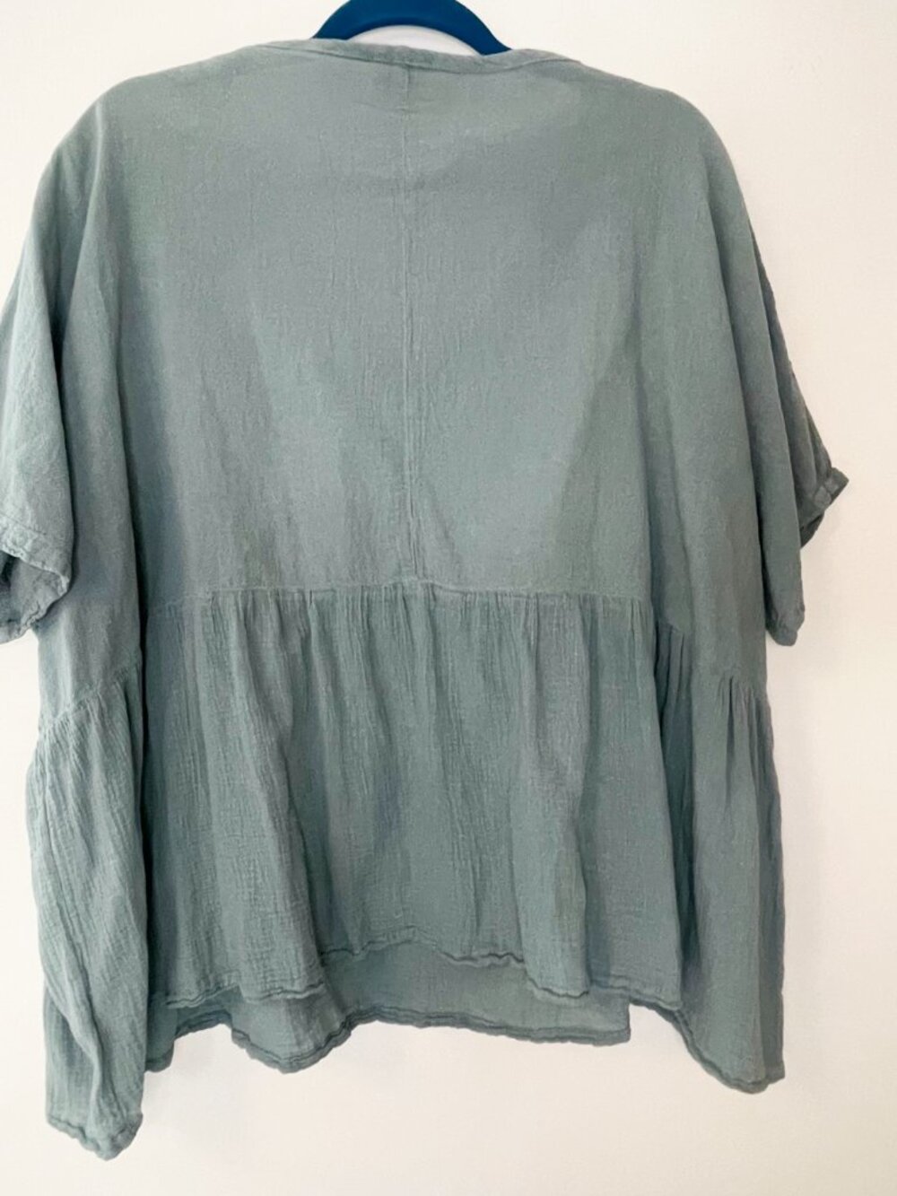 Oh My Gauze! Sage Green Lagenlook Gauze Boho Oversized Lightweight Shirt XL - Picture 3 of 8